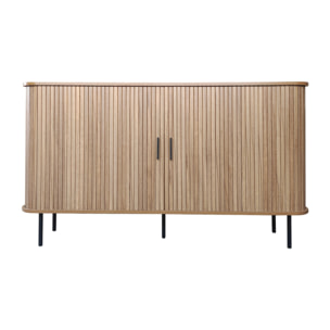 Buffet en bois cannelé à portes coulissantes 140cm AMINA