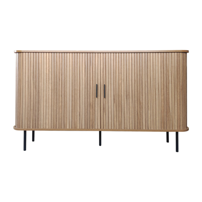 Buffet en bois cannelé à portes coulissantes 140cm AMINA