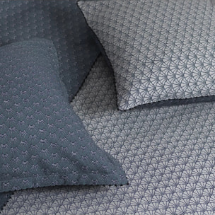 Taie d'oreiller percale de coton imprimé bleu gris Osaka givre