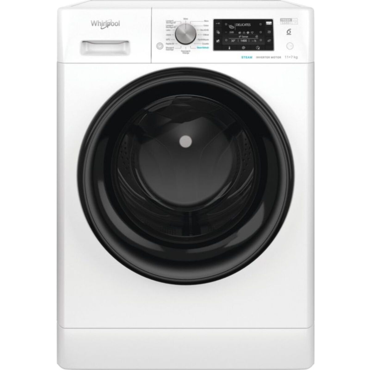 Lave linge séchant hublot WHIRLPOOL FFDB1174489BVFR - 11/7 kg - 1400 tr/min - Classe C - Moteur induction