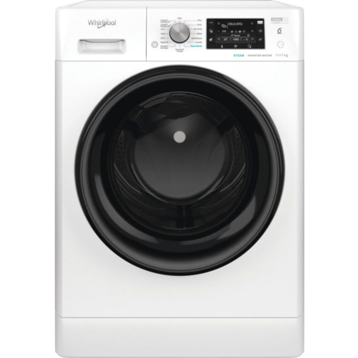 Lave linge séchant hublot WHIRLPOOL FFDB1174489BVFR - 11/7 kg - 1400 tr/min - Classe C - Moteur induction