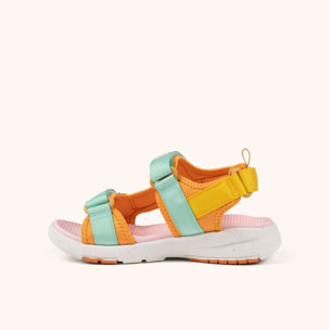 MUNICH MINI YOYO 02 Sandalia deportiva infantil en tonos amarillos, menta y rosa con triple ajuste