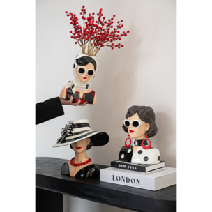 J-Line Vase femme - résine - noir/blanc