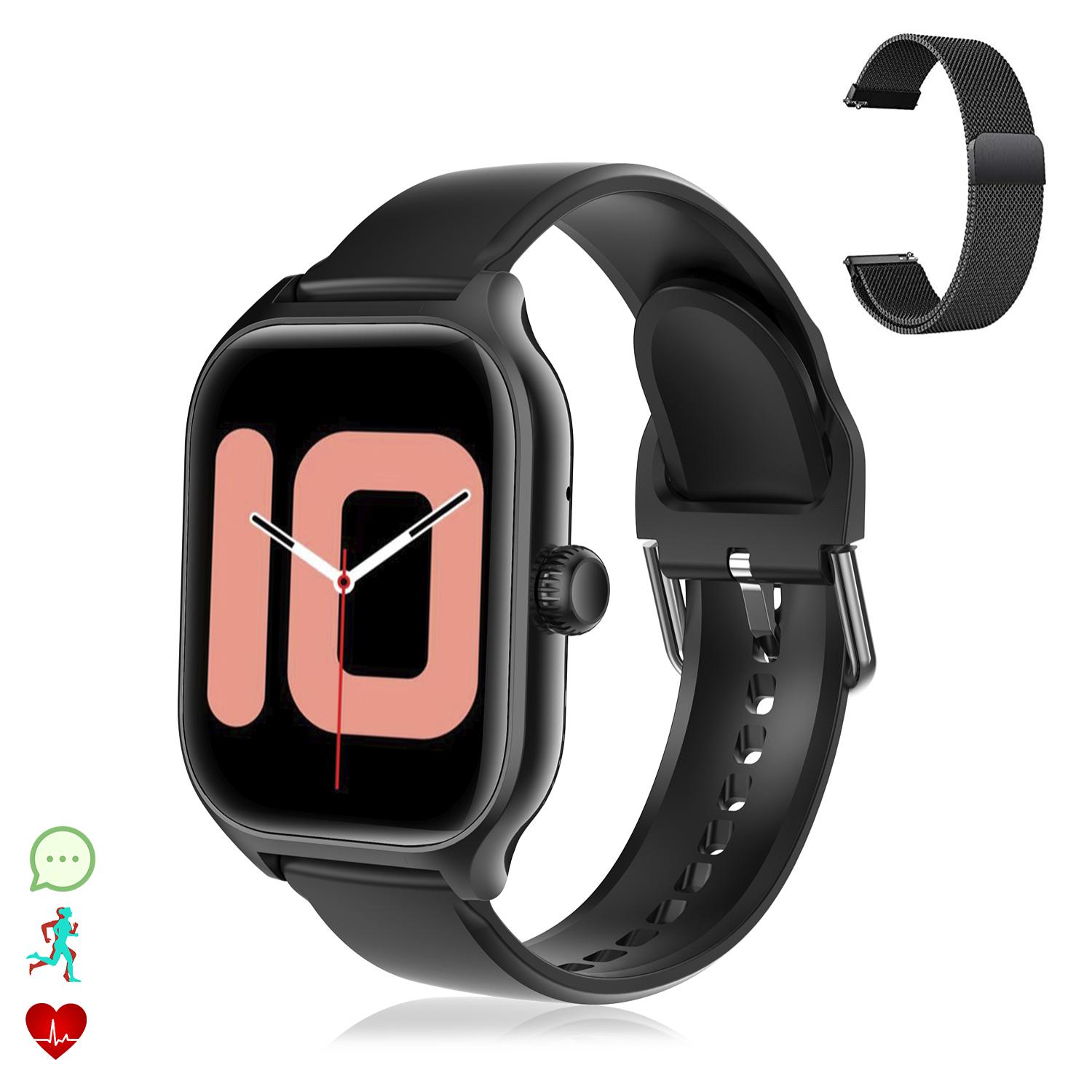 DAM Smartwatch GT4 Pro con llamadas BT, notificaciones push. Monitor deportivo y de salud. Corona multifunción. 4,2x1,2x5,2 Cm. Color: Negro