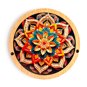 Puzle y marco de madera con 70 piezas. Diseño Flor multicolor.