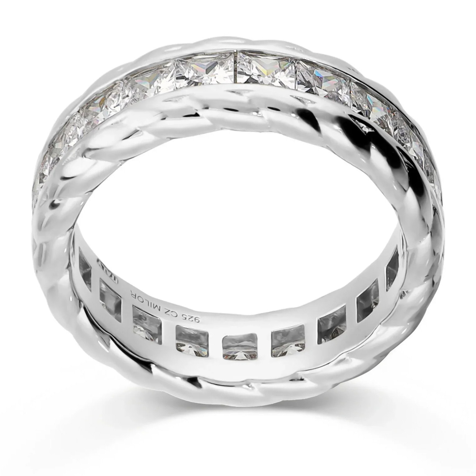 Anello Veretta Texture in Argento 925 con Cubic Zirconia