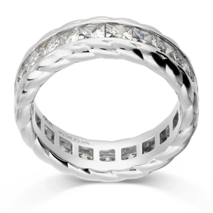 Anello Veretta Texture in Argento 925 con Cubic Zirconia