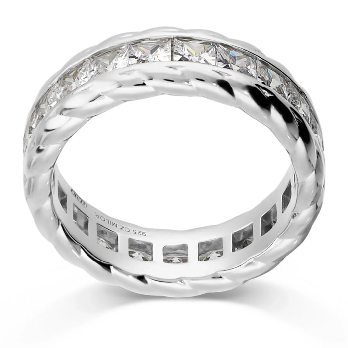Anello Veretta Texture in Argento 925 con Cubic Zirconia