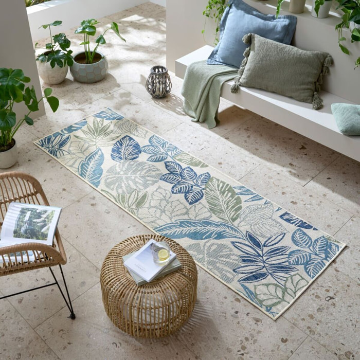 Tapis long extérieur BELLA LEAF Bleu