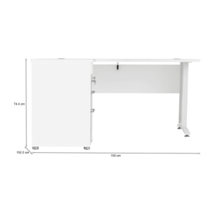 Scrivania Alfango, Scrittoio multiuso, Tavolo per ufficio porta PC, Piano di lavoro, 159x151 h75 cm, Bianco