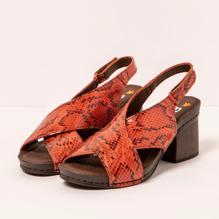 Sandalias con tacón 1878 SNAKE TEJA/ I WISH color Teja