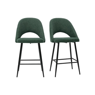 Tabourets de bar en tissu effet velours texturé vert H65 cm (lot de 2) COSETTE