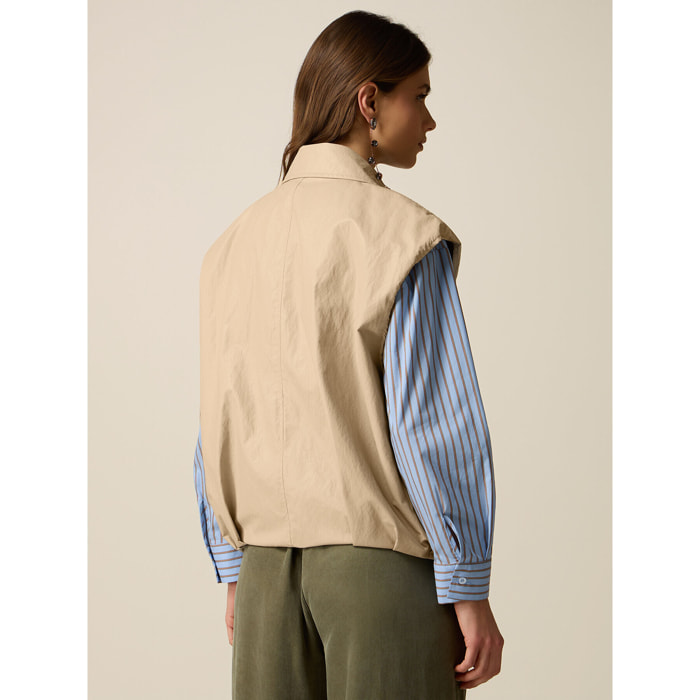 Oltre - Chaleco con cremallera y bolsillos - Beige