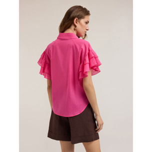 Motivi - Camicia con maniche volant - Fucsia