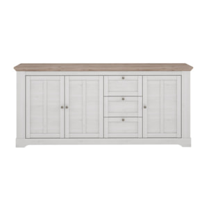Buffet en bois effet chêne clair blanchi L204cm - ILONA