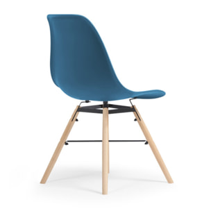 Chaises Arkken assise bleu canard et pieds bois - lot de 2