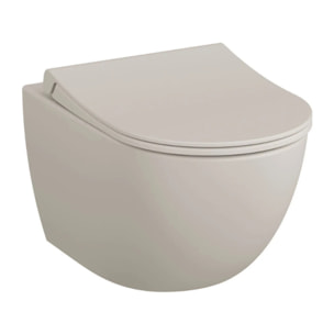 Cuvette WC suspendu sans bride Sento lin + abattant frein de chute déclipsable