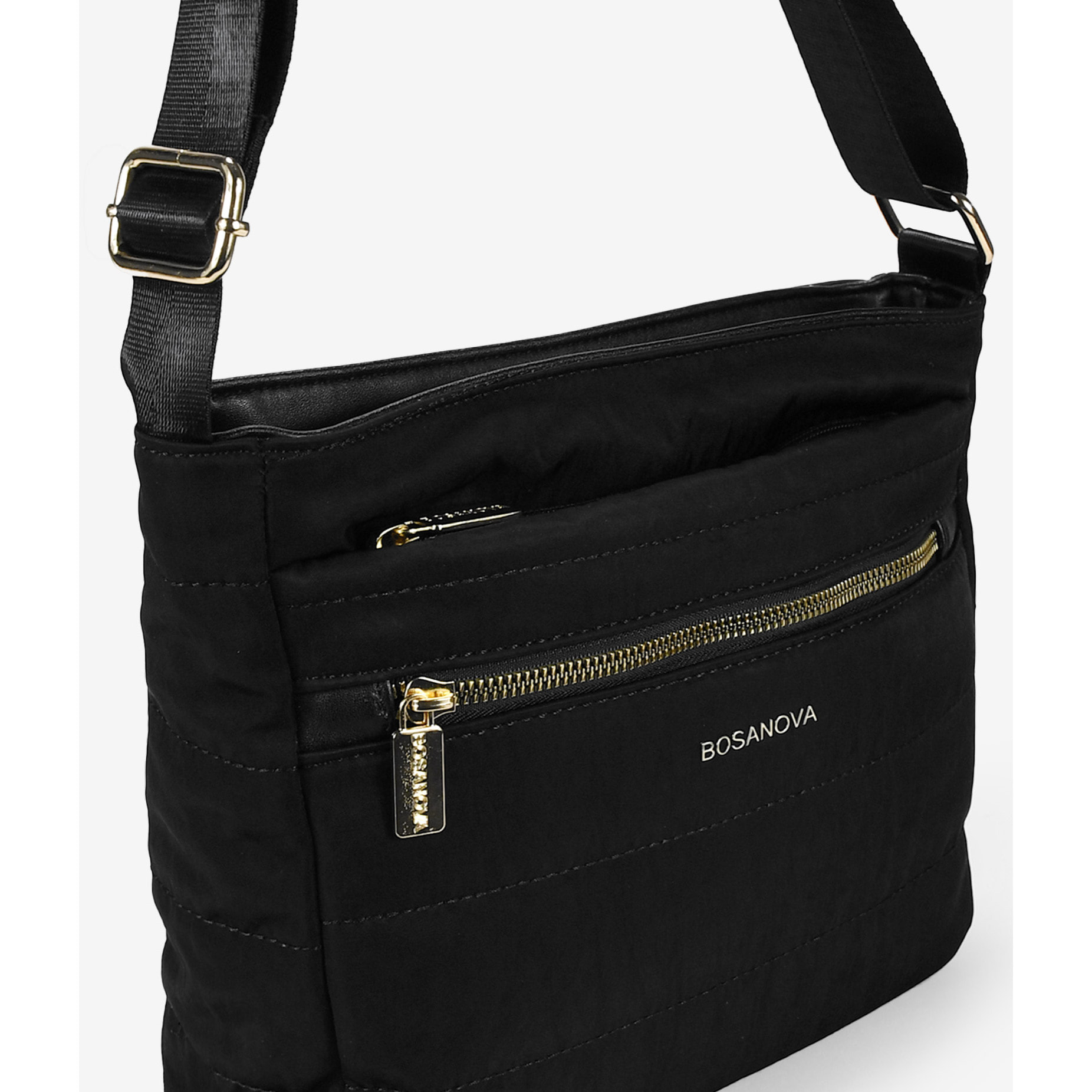 Bolso bandolera negro con cremallera