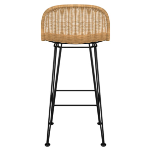 Lot de 2 chaises de bar 76 cm en résine tressée marron - Jigani