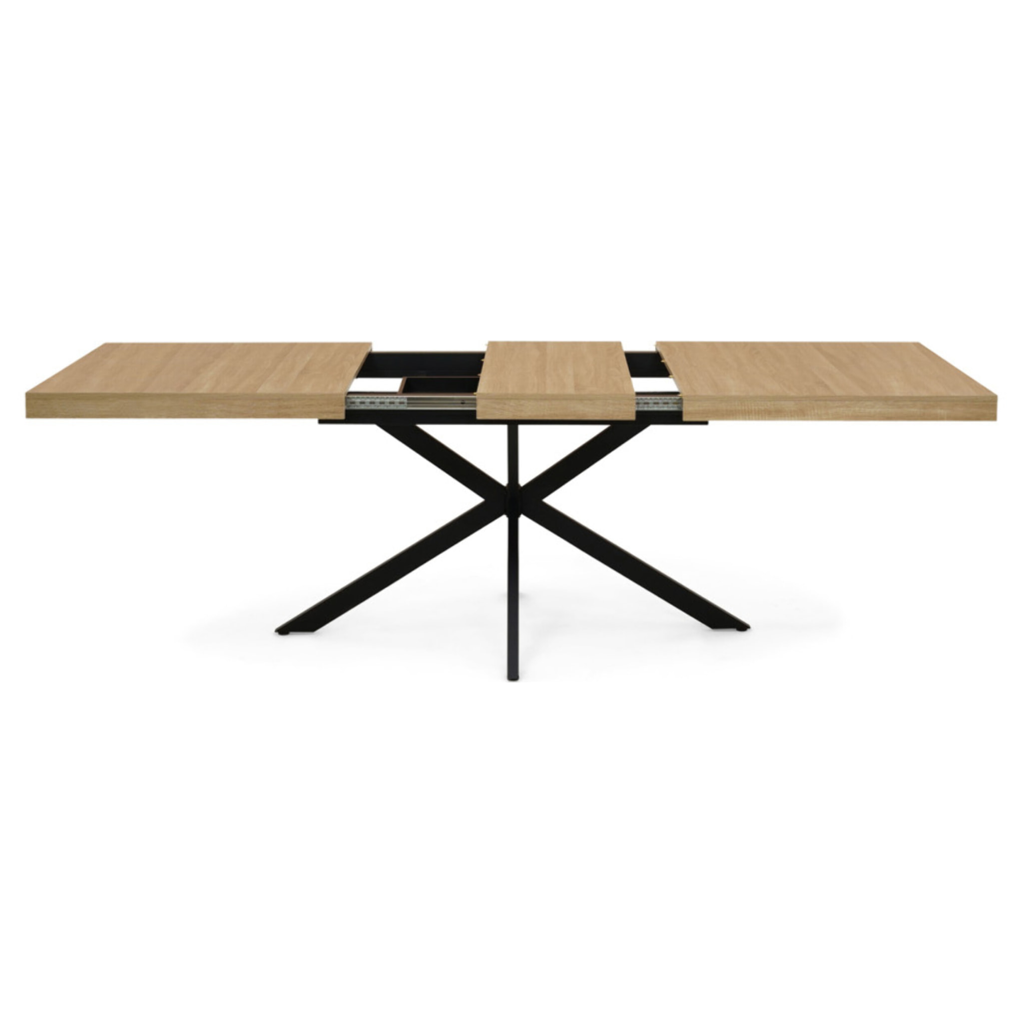 Table à manger extensible Spider 160-200cm bois noir avec rangement