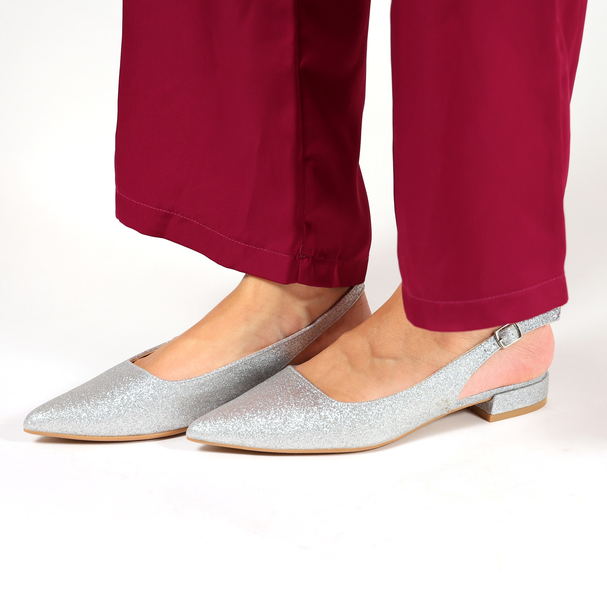 Ballerine slingback in simil pelle brillantinate