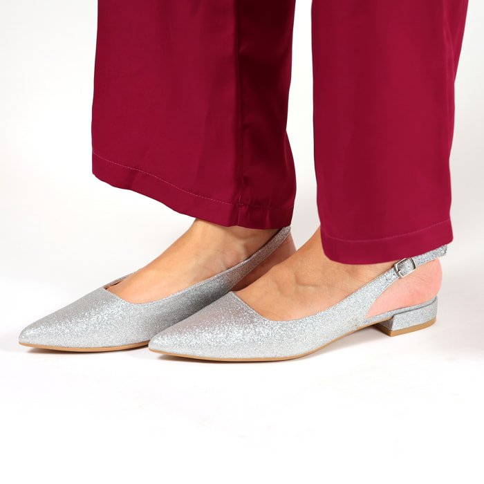 Ballerine slingback in simil pelle brillantinate