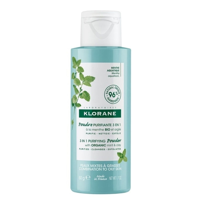Menthe aquatique Bio et Argile  - Poudre purifiante - Peaux mixtes à grasses - 50g