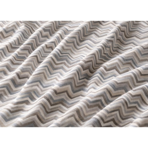 Completo Lenzuola 100% Cotone Made in Italy Fantasia Chevronne Disegno Baia Beige
