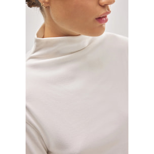 T-shirt termica sportiva avorio con colletto Perkins