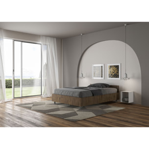 Cama de una plaza y medio con almacenaje 120x200 nogal Nuamo