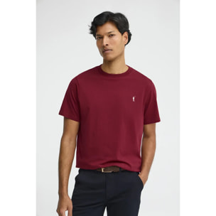 Camiseta granate de manga corta y bordado Rigby Go