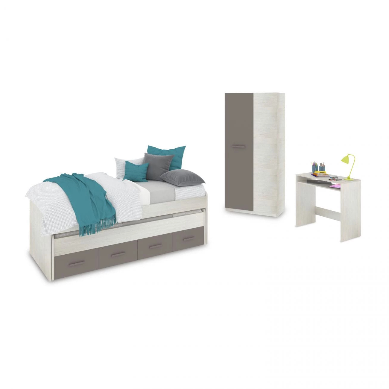 Dormitorio juvenil Axim Max Blanco Alpes - Basalto