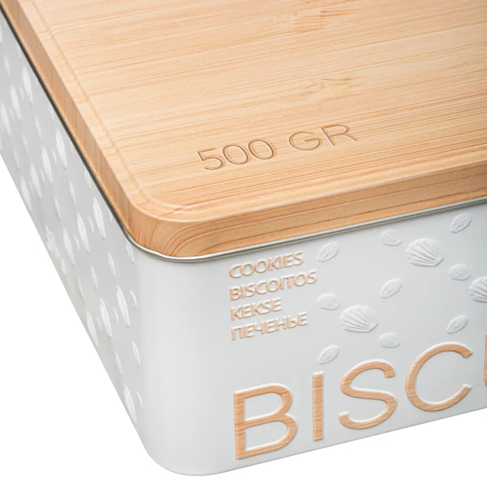 Boîte biscuits métal "Scandinave Nature" blanc