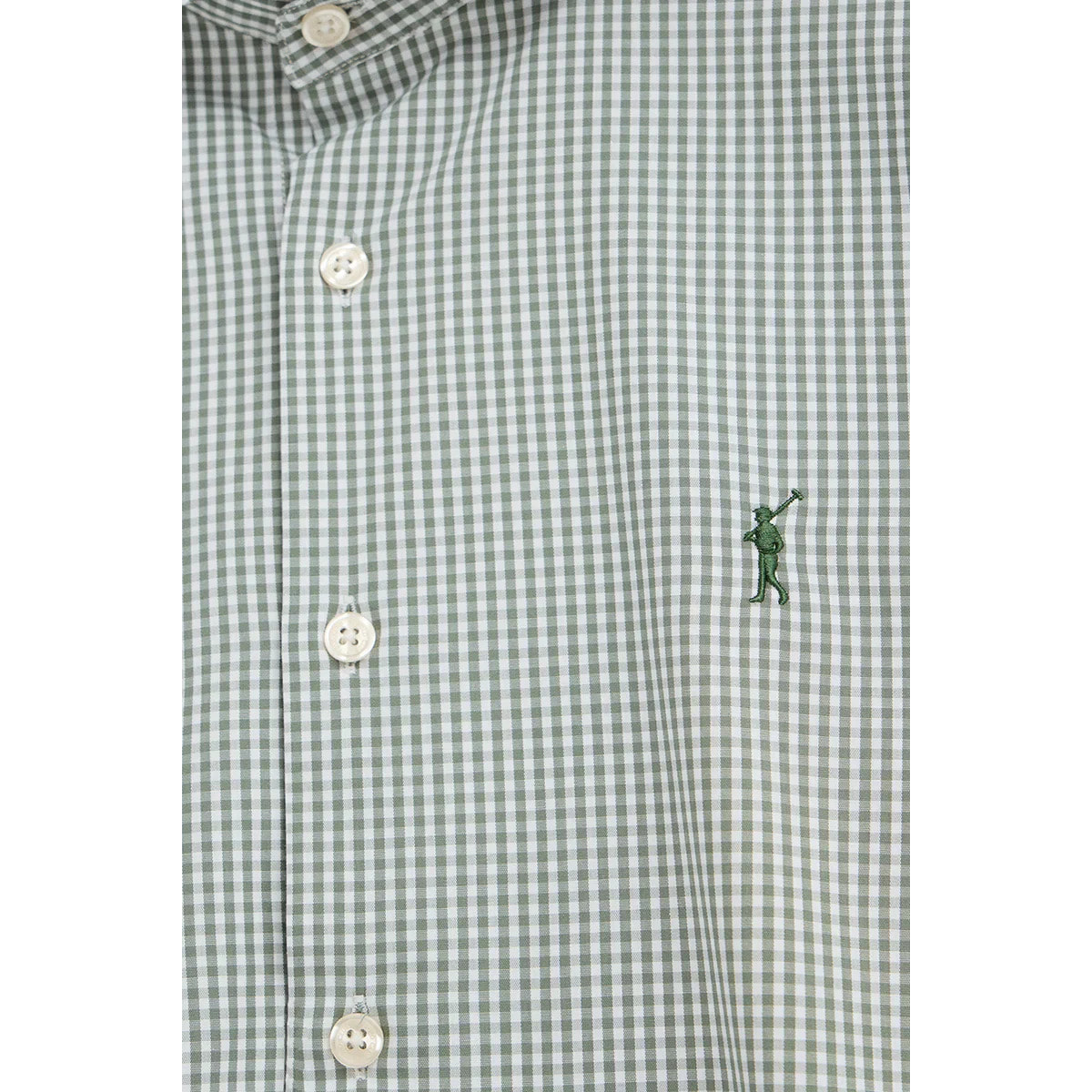 Camisa vichy verde de corte slim con logo Rigby Go