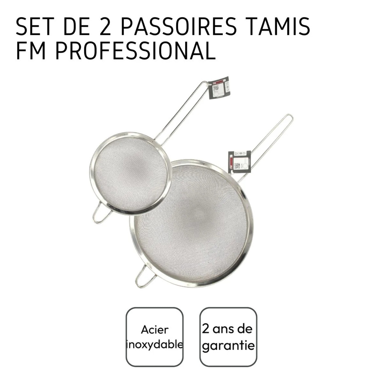 Set de 2 passoires inox 15 cm et 24 cm FM Professional