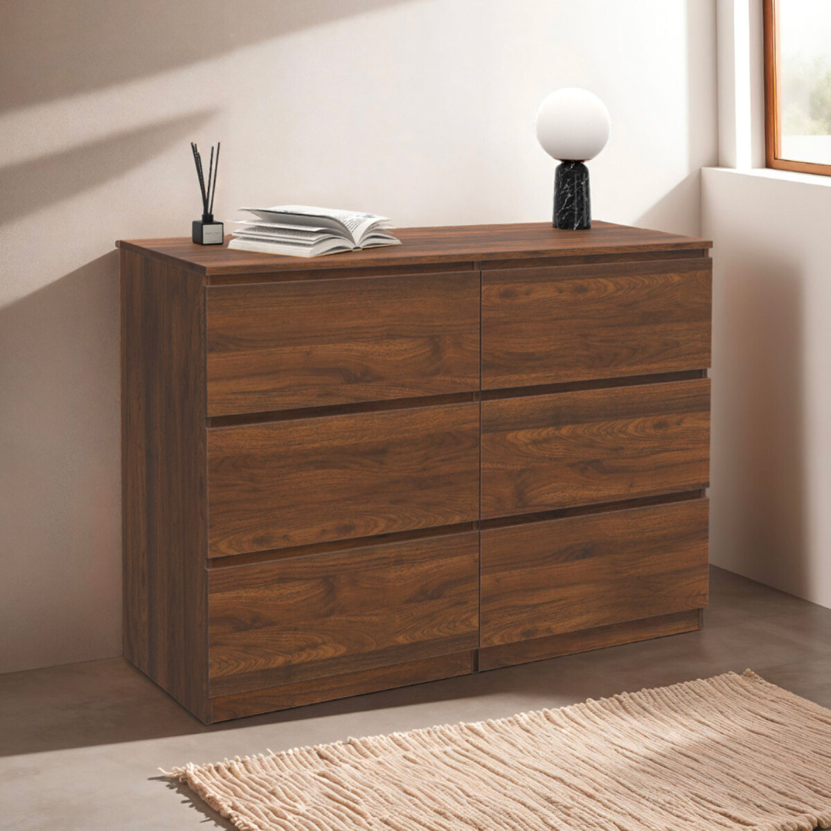 Commode 6 tiroirs Tomi - Bois noyer