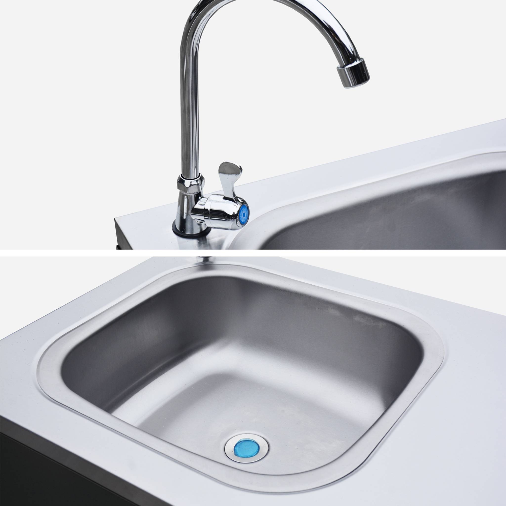 Cuisine extérieure Naxos 2 modules acier inoxydable noir barbecue au charbon avec évier