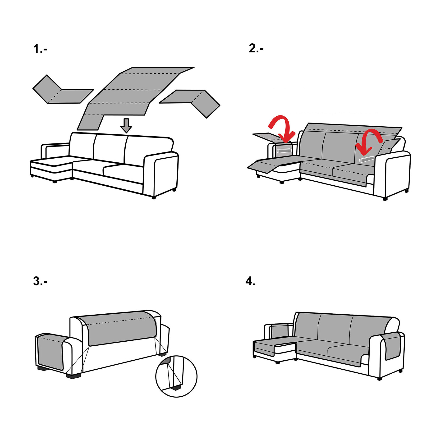 Cubre Sofá Chaise Longue Derecha modelo PRISCILA