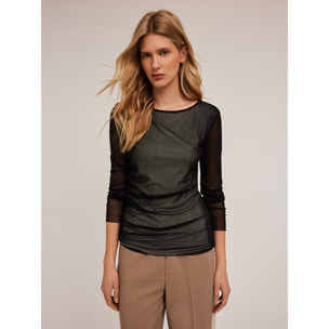 Motivi - Camiseta de manga larga en tul - Negro