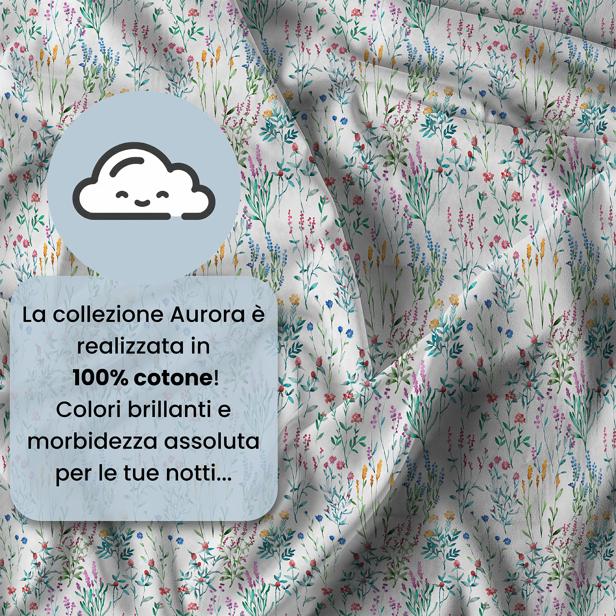 PARURE COPRIPIUMINO MATRIMONIALE AURORA STAMPA DIGITALE -100% cotone Made in Italy