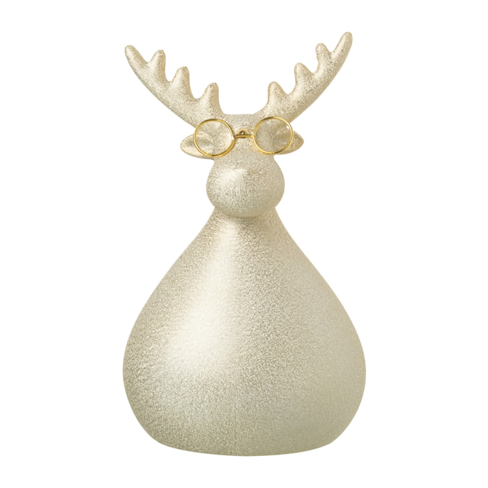 J-Line figurine Renne - porcelaine - blanc/or - large