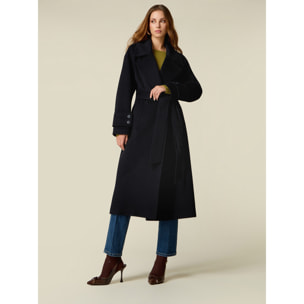Oltre - Cappotto doppiopetto misto lana - Blu