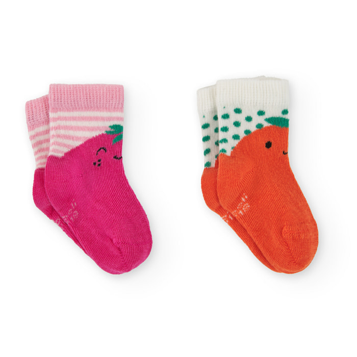 Pack calcetines recién nacido estampados, rosa