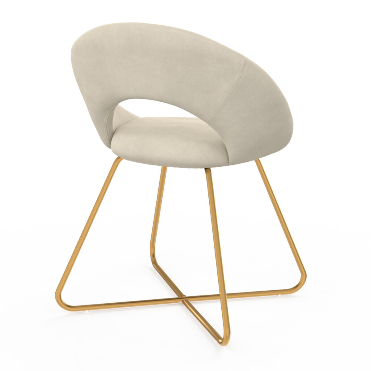 Chaises Malone velours crème pieds dorés - lot de 2