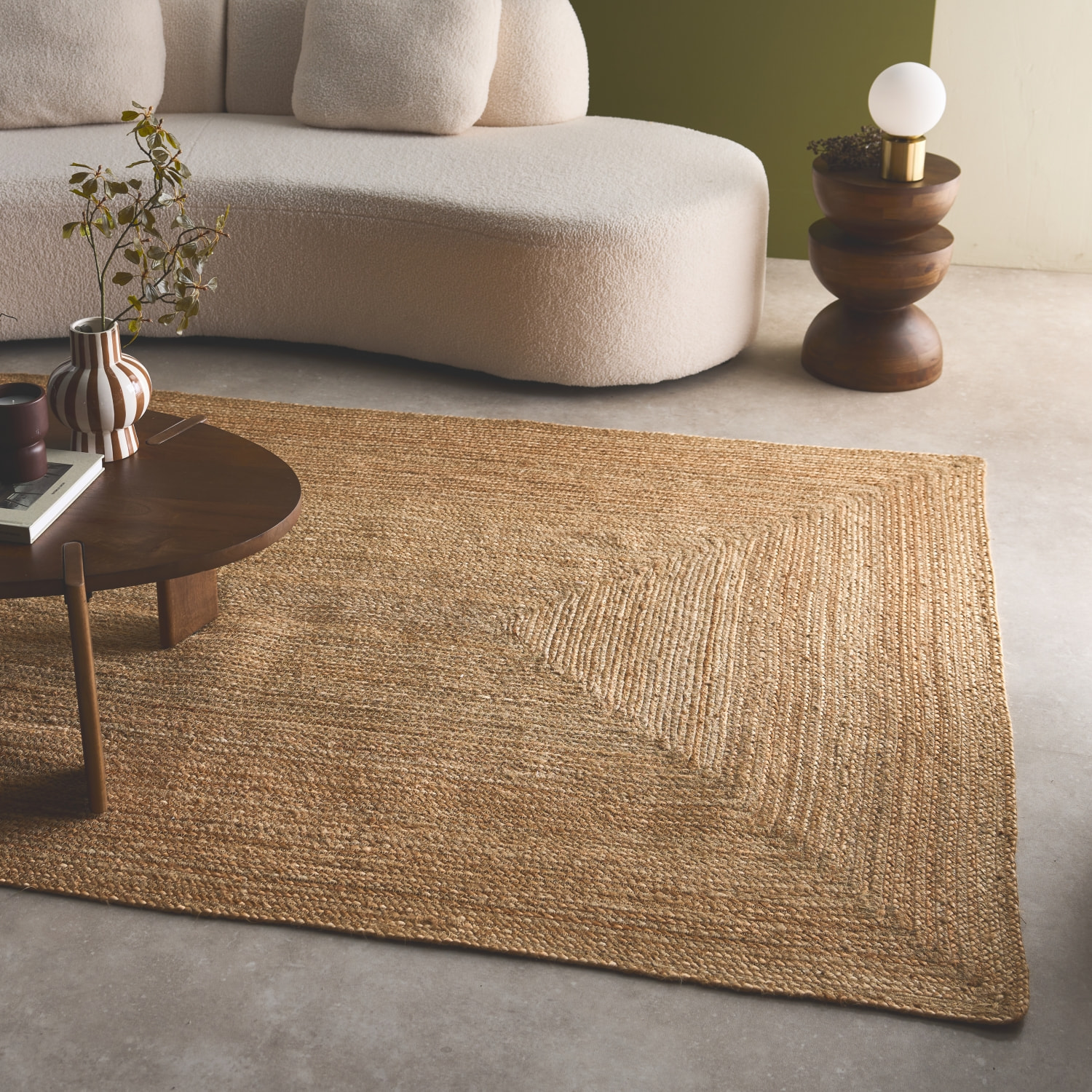 Tapis intérieur PADMA rectangulaire jute. naturel. différentes tailles. tissé plat