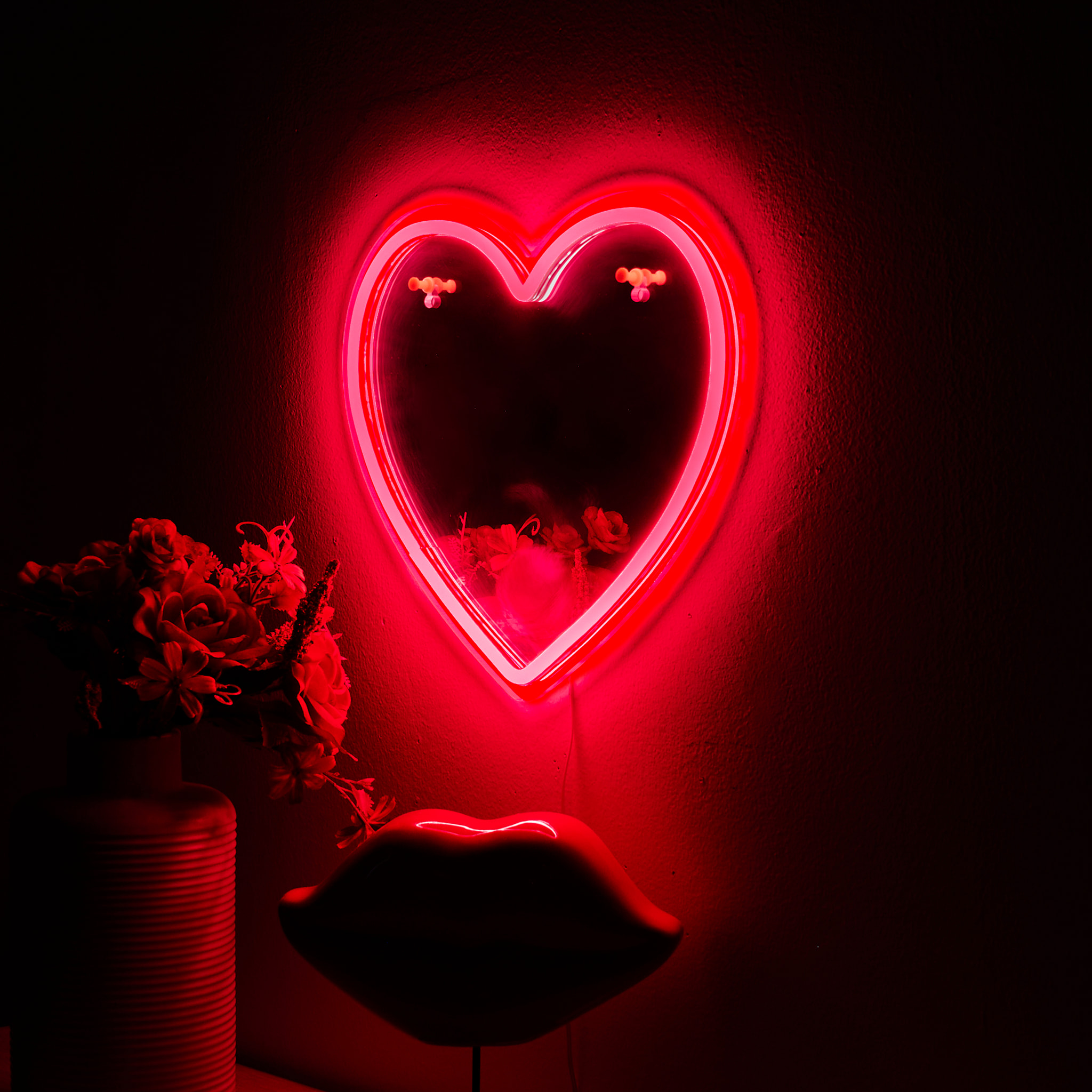 Mirroir Led Effet Neon Cœur