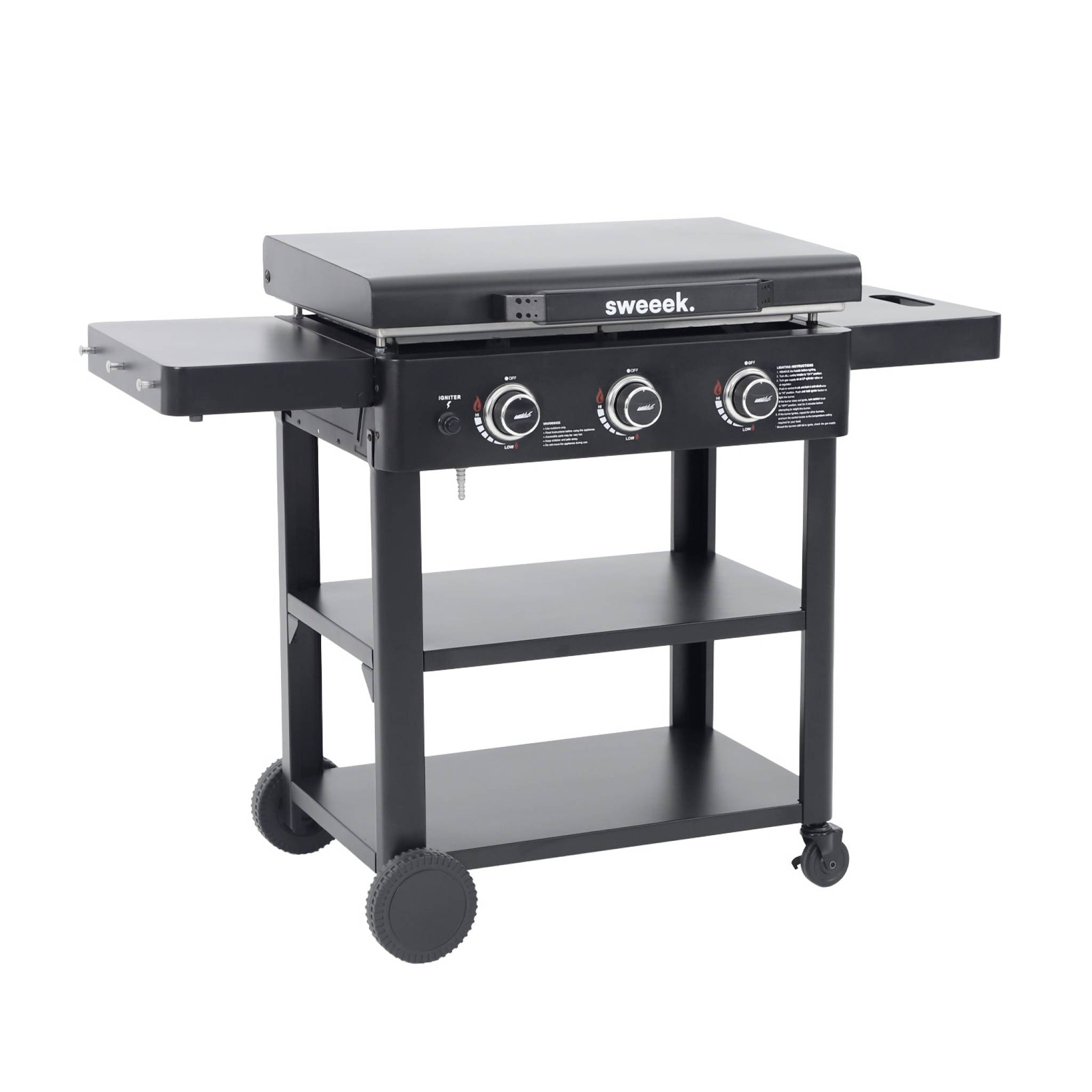 Plancha gaz 3 brûleurs acier inoxydable 12kW avec chariot RAOUL