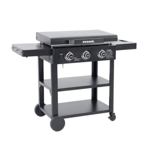 Plancha gaz 3 brûleurs acier inoxydable 12kW avec chariot RAOUL