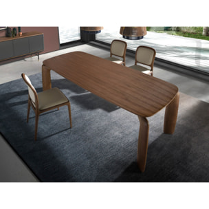 Silla tapizado en polipiel en crema patas de madera en nogal 51x58x87cm