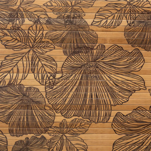 Tapis latte bambou 50x80cm "Black Flora" noir